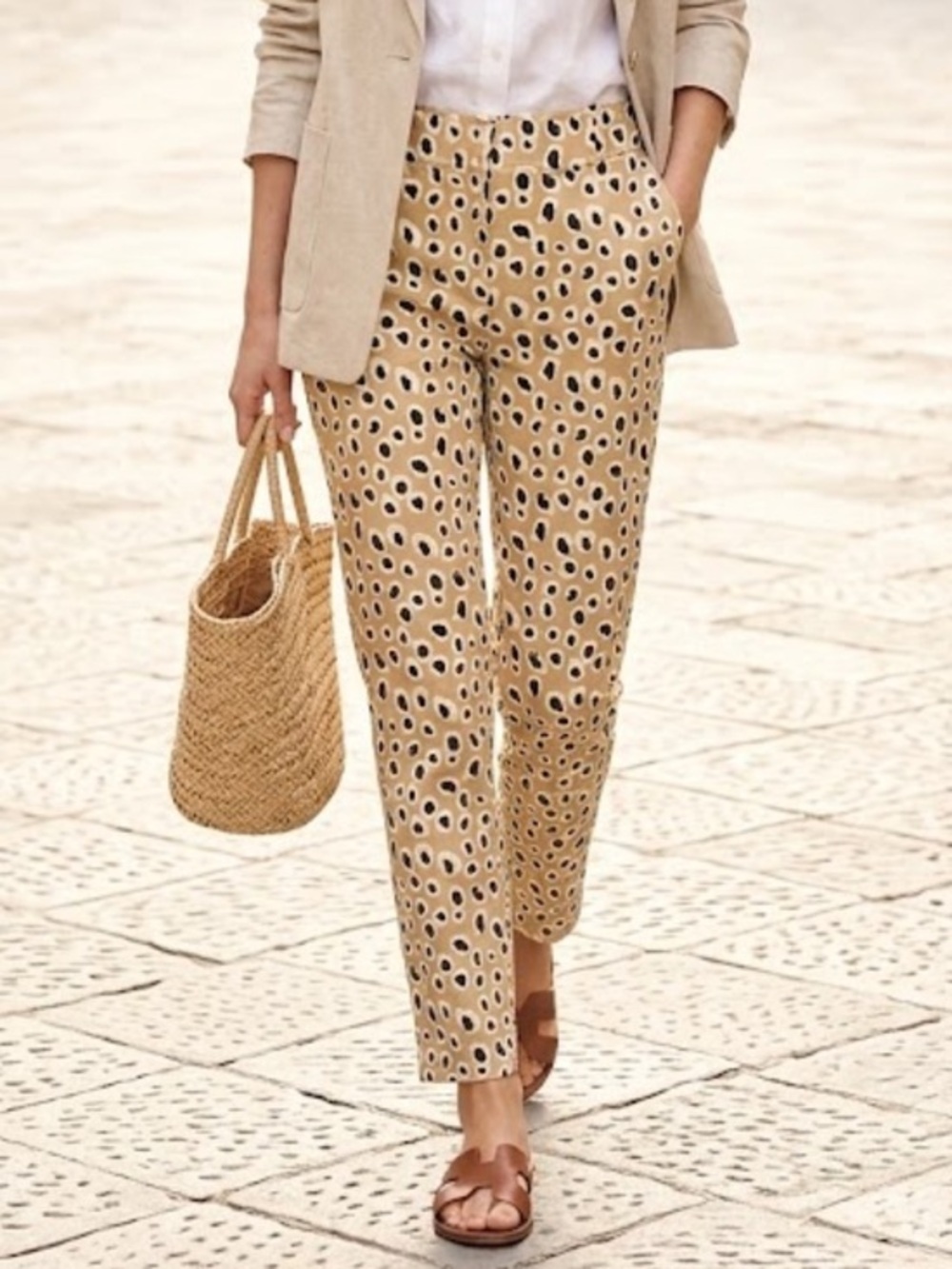 🐠NWT Purottato Animal Print Cotton Flat Front Casual Pant $350 Italy